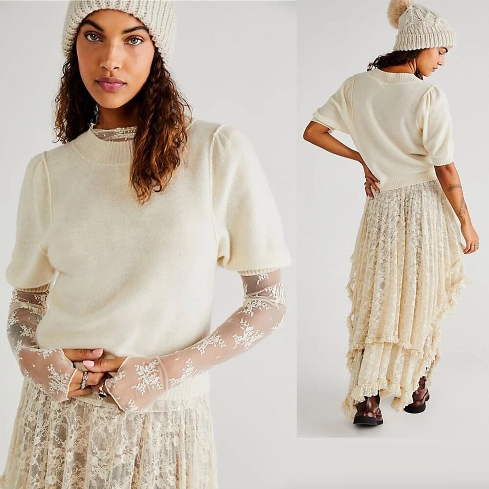Free People Staycation Cashmere Pullover In Cream Size M